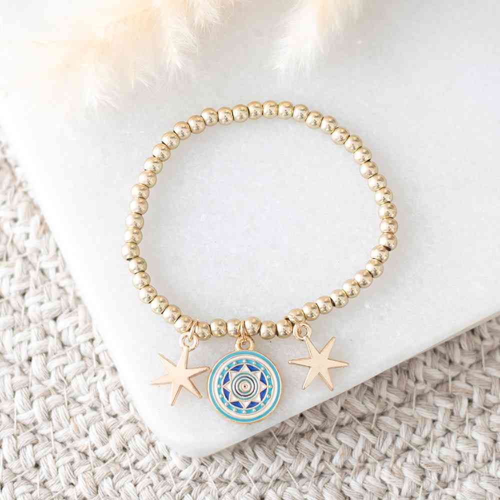 Something Different - All Seeing Eye Beaded Charm Armband - Blau